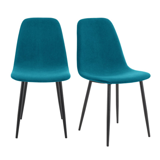 Sophia Set of 2 Dining Chairs - Velvet - Teal Blue - DUSK