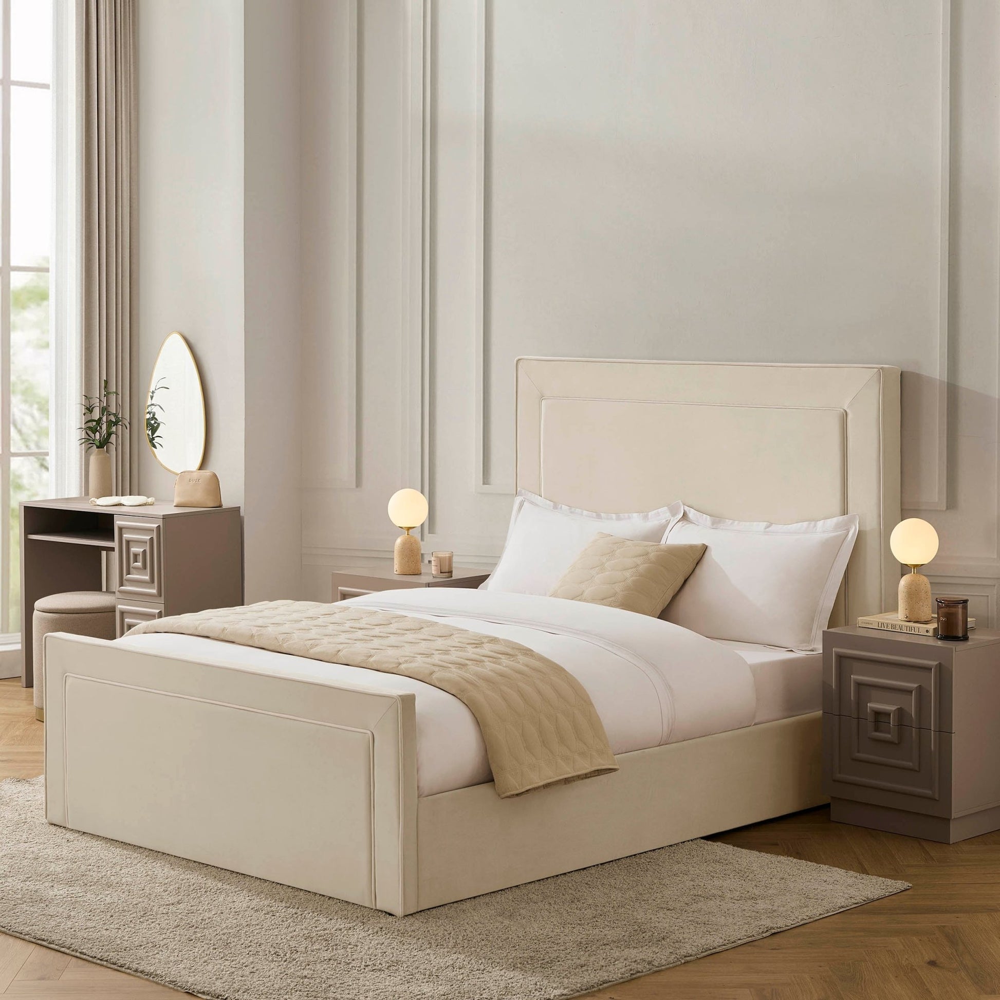 Sorrento Ottoman Storage Bed - Ecru/White - DUSK