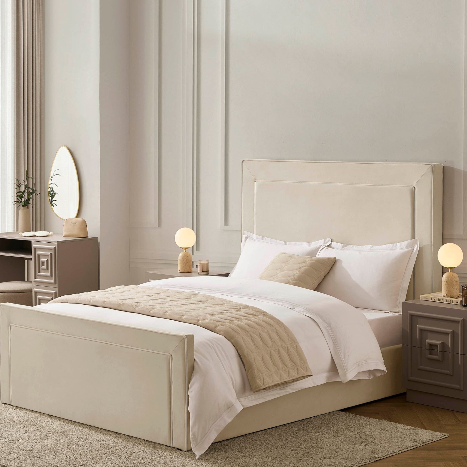Sorrento Ottoman Storage Bed - Ecru/White - DUSK