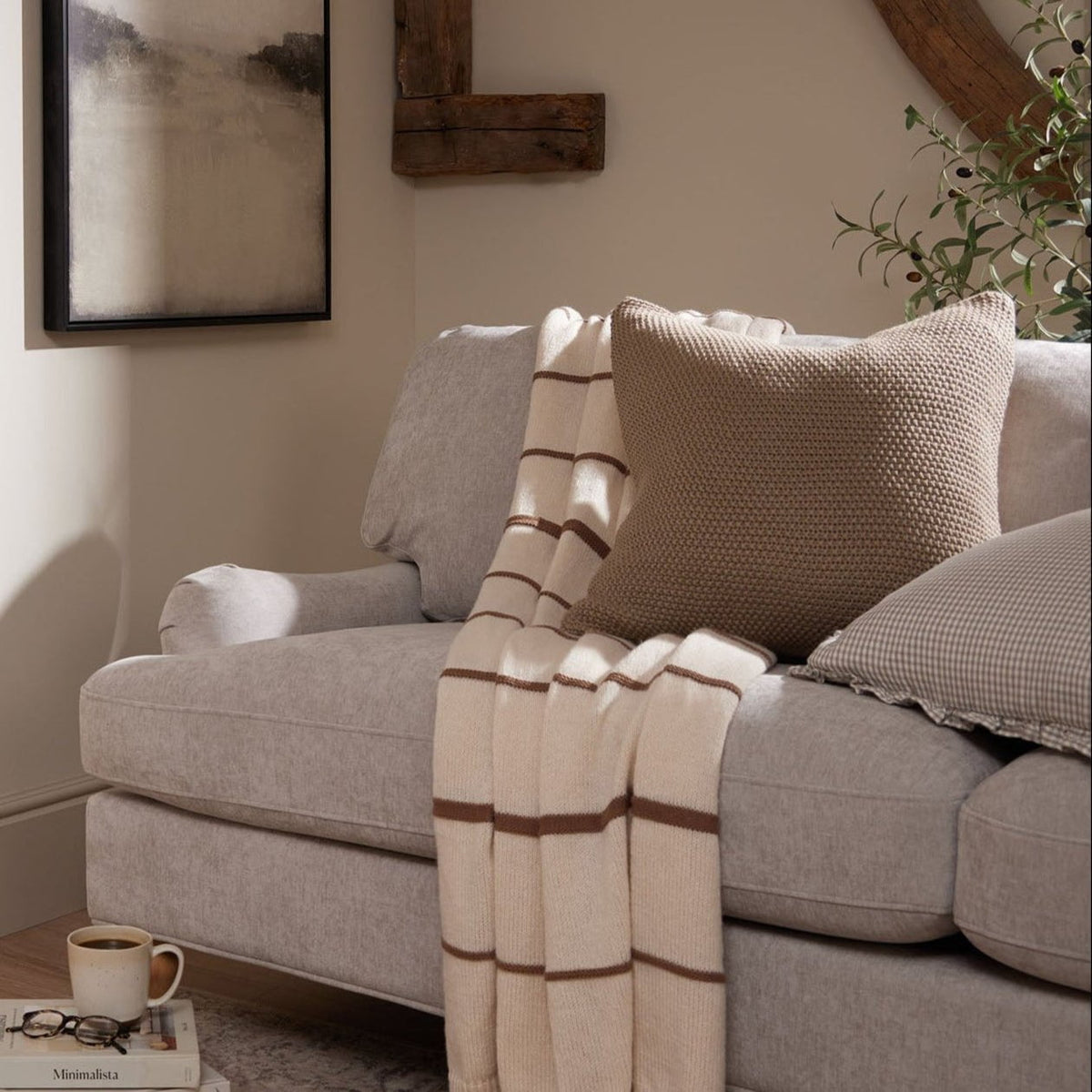 St Ives Heavyweight Knit Sofa Cushion Cover - Taupe - DUSK