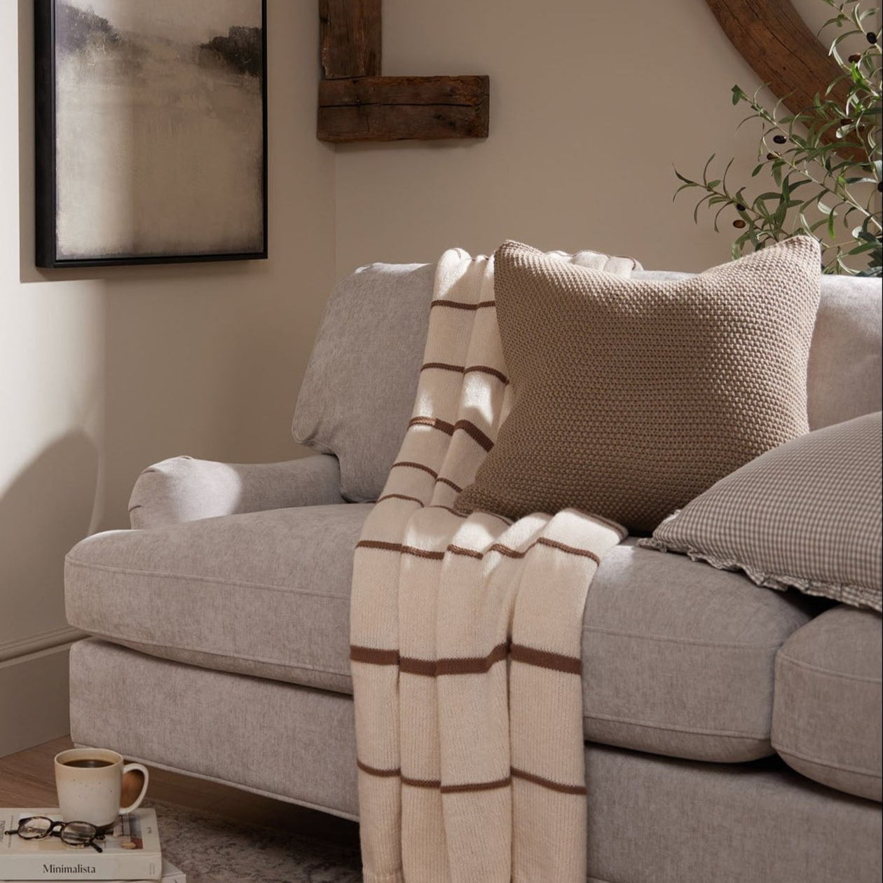 St Ives Heavyweight Knit Sofa Cushion Cover - Taupe - DUSK