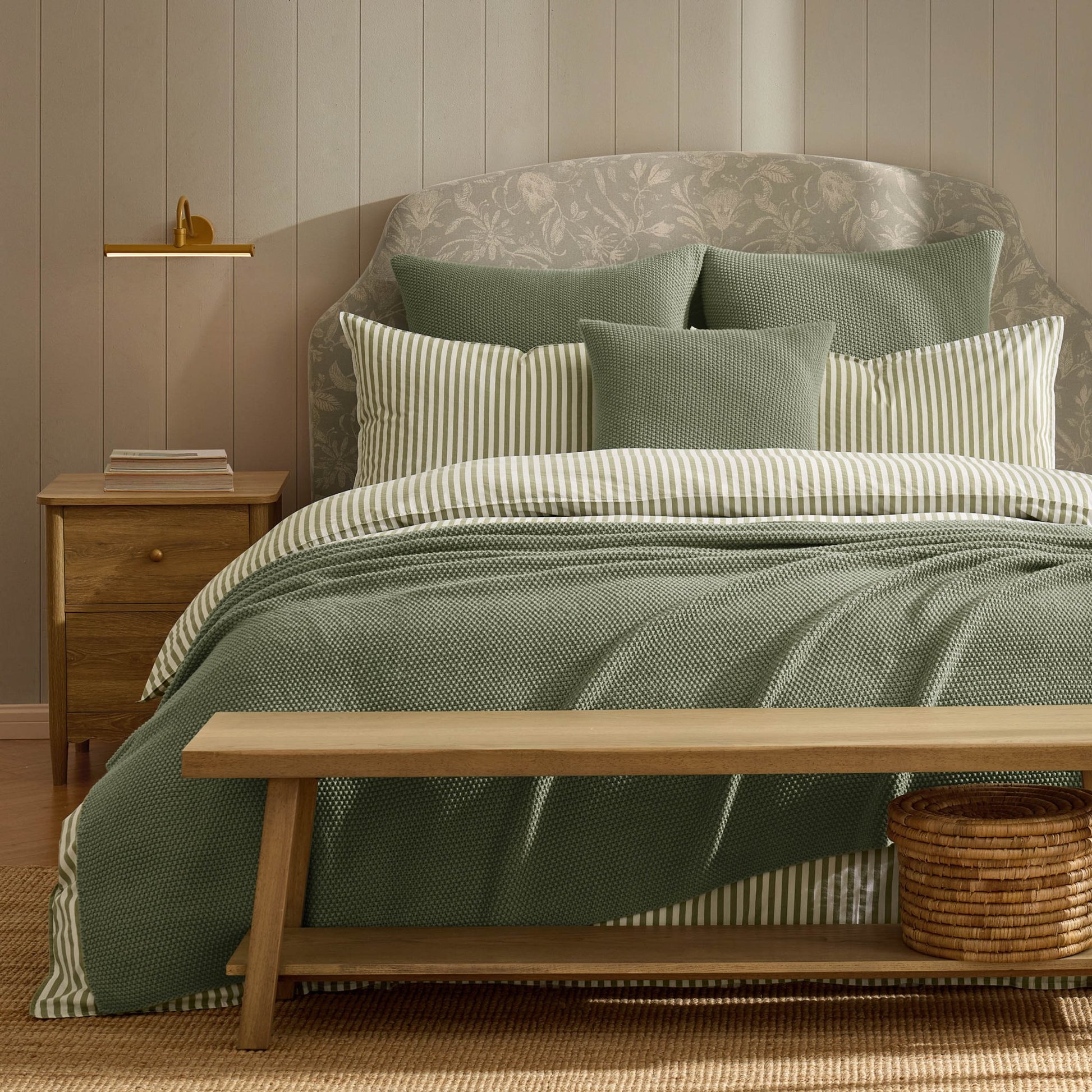 St Ives Knit Cushion Cover - Green - DUSK