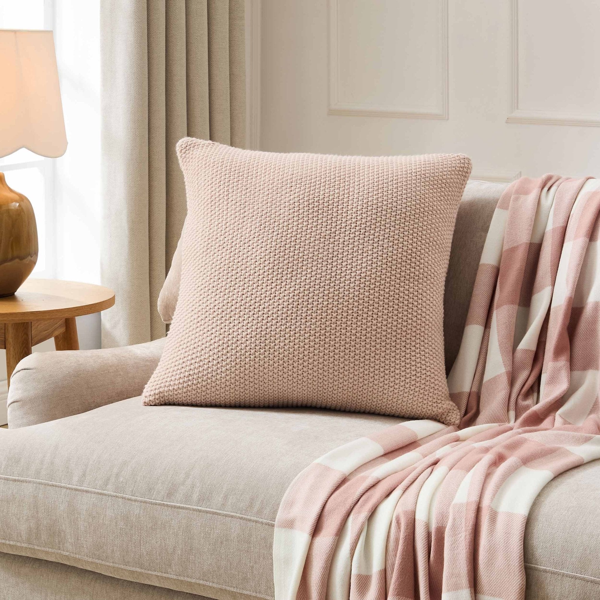 St Ives Knit Sofa Cushion Cover - Ballet Slipper - DUSK