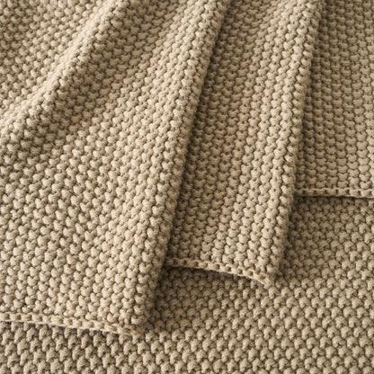 St Ives Light Weight Knit Throw - Taupe - DUSK