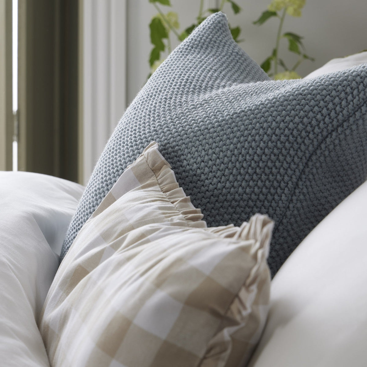 St Ives Lightweight Knit Cushion Cover - Dusty Blue - DUSK