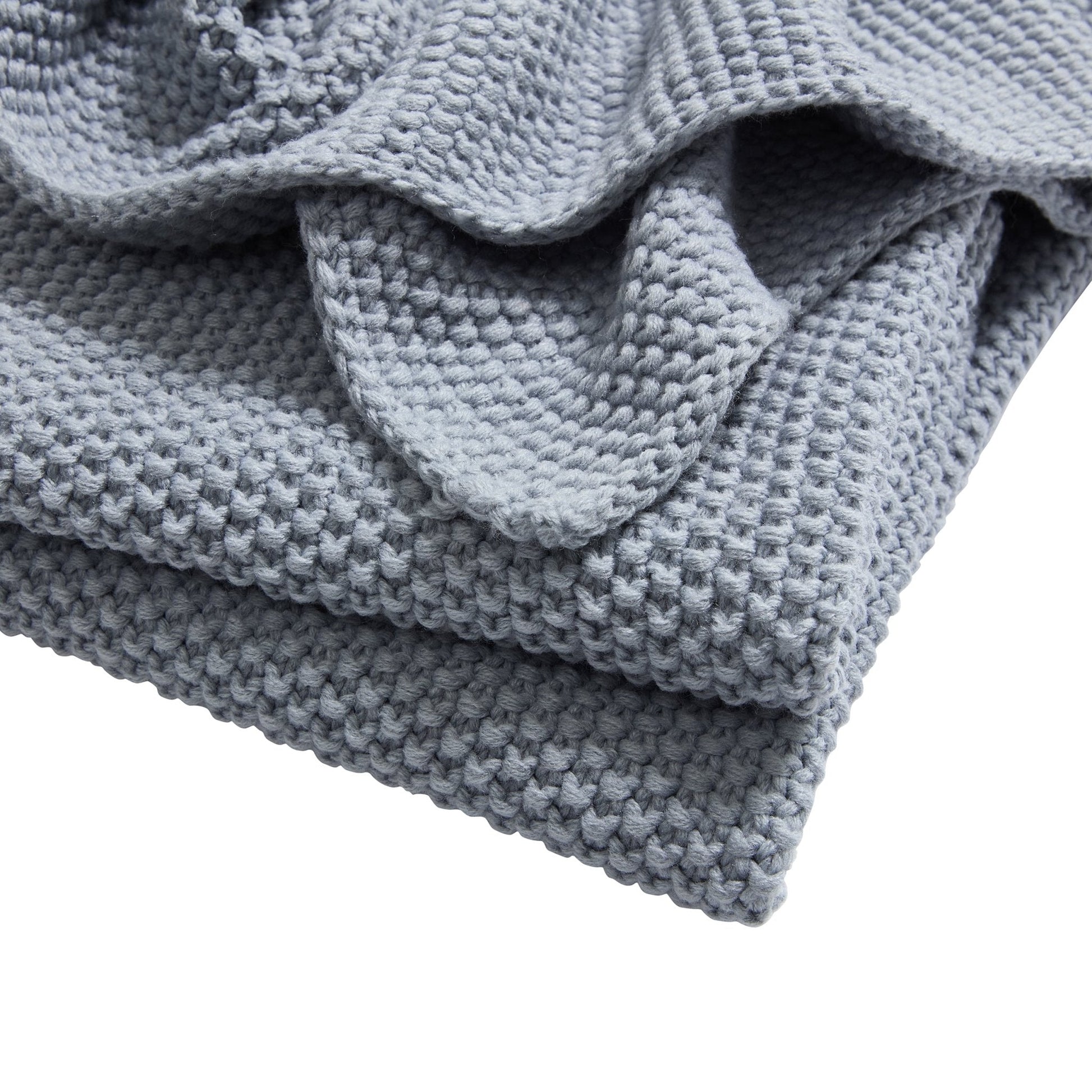 St Ives Lightweight Knit Throw - Dusty Blue - DUSK