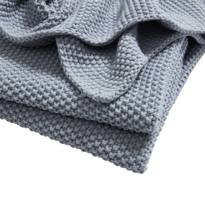 St Ives Lightweight Knit Throw - Dusty Blue - DUSK