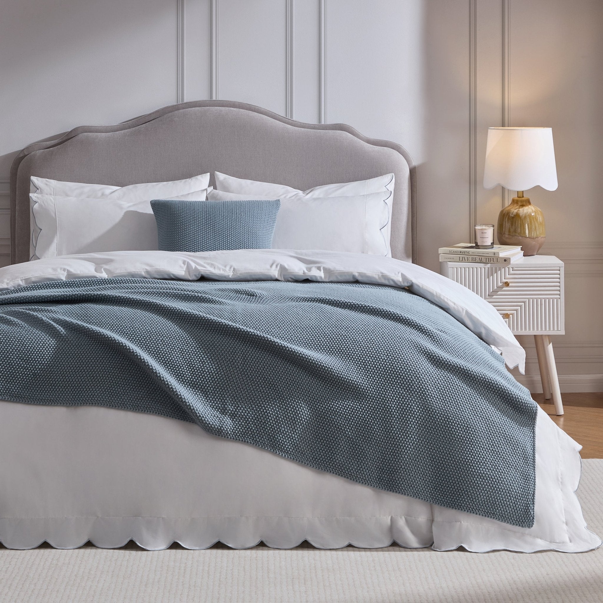 St Ives Lightweight Knit Throw - Dusty Blue - DUSK