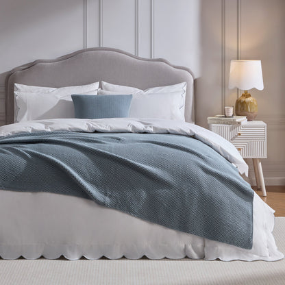 St Ives Lightweight Knit Throw - Dusty Blue - DUSK