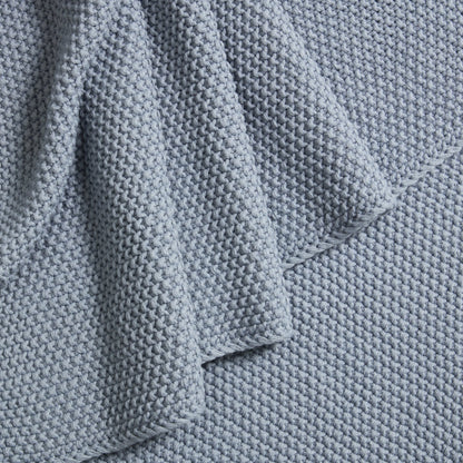 St Ives Lightweight Knit Throw - Dusty Blue - DUSK