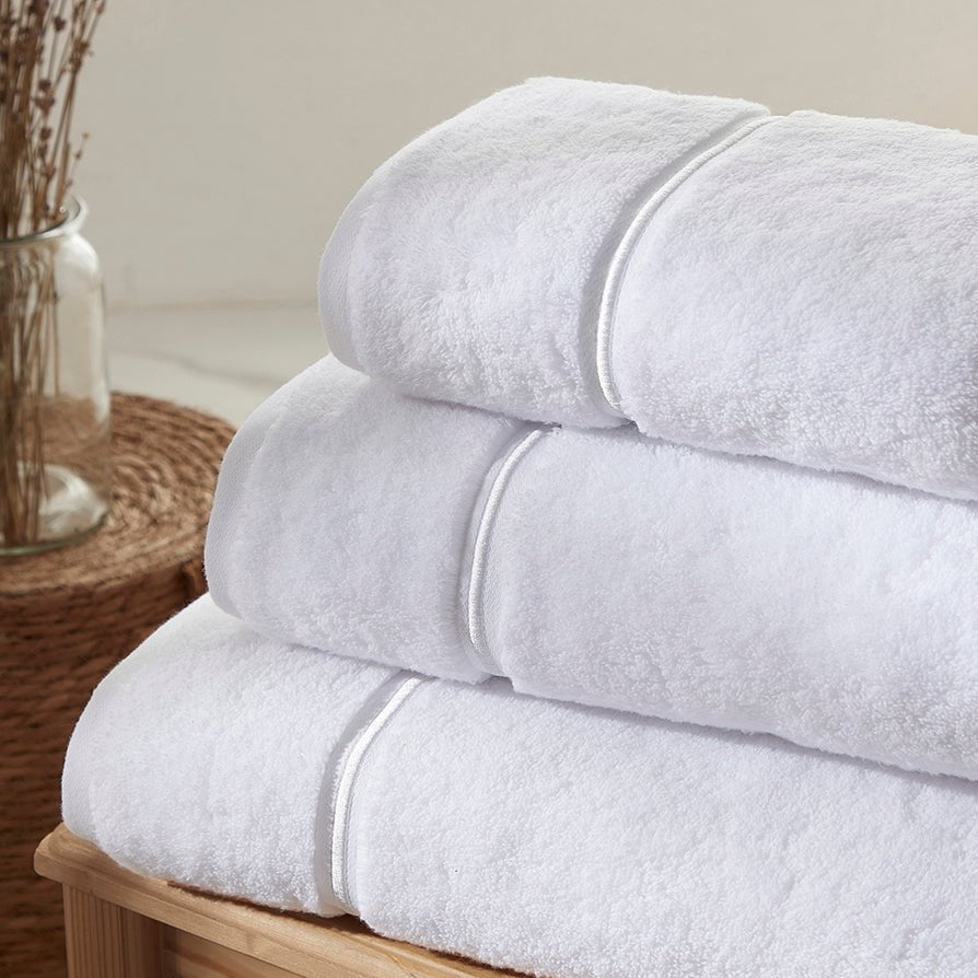 St Tropez Spa Embroidery Towel Collection - White – DUSK