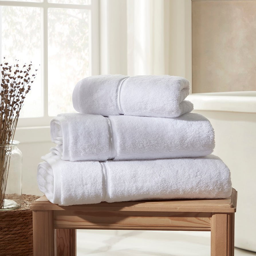 St Tropez Spa Embroidery Towel Collection - White – DUSK