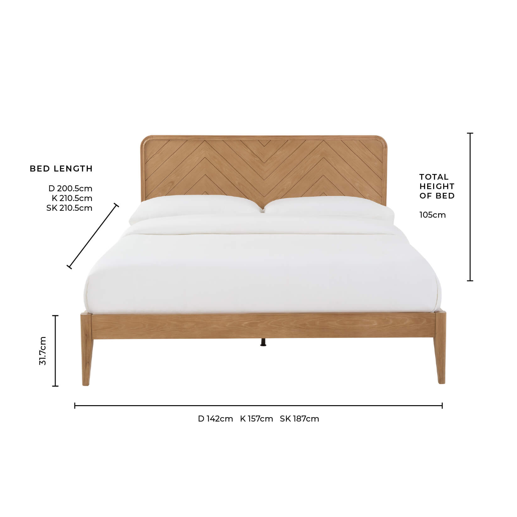 Stockholm Chevron Bed Frame - Natural - DUSK