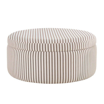 Stockton Round Storage Pouffe - Chocolate Stripe - DUSK