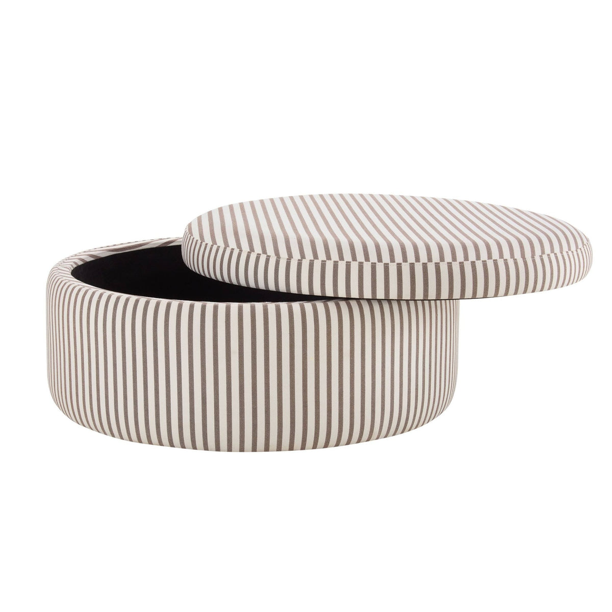 Stockton Round Storage Pouffe - Chocolate Stripe - DUSK