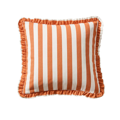 Stripe Frill Edge Cushion Cover - Burnt Orange - DUSK
