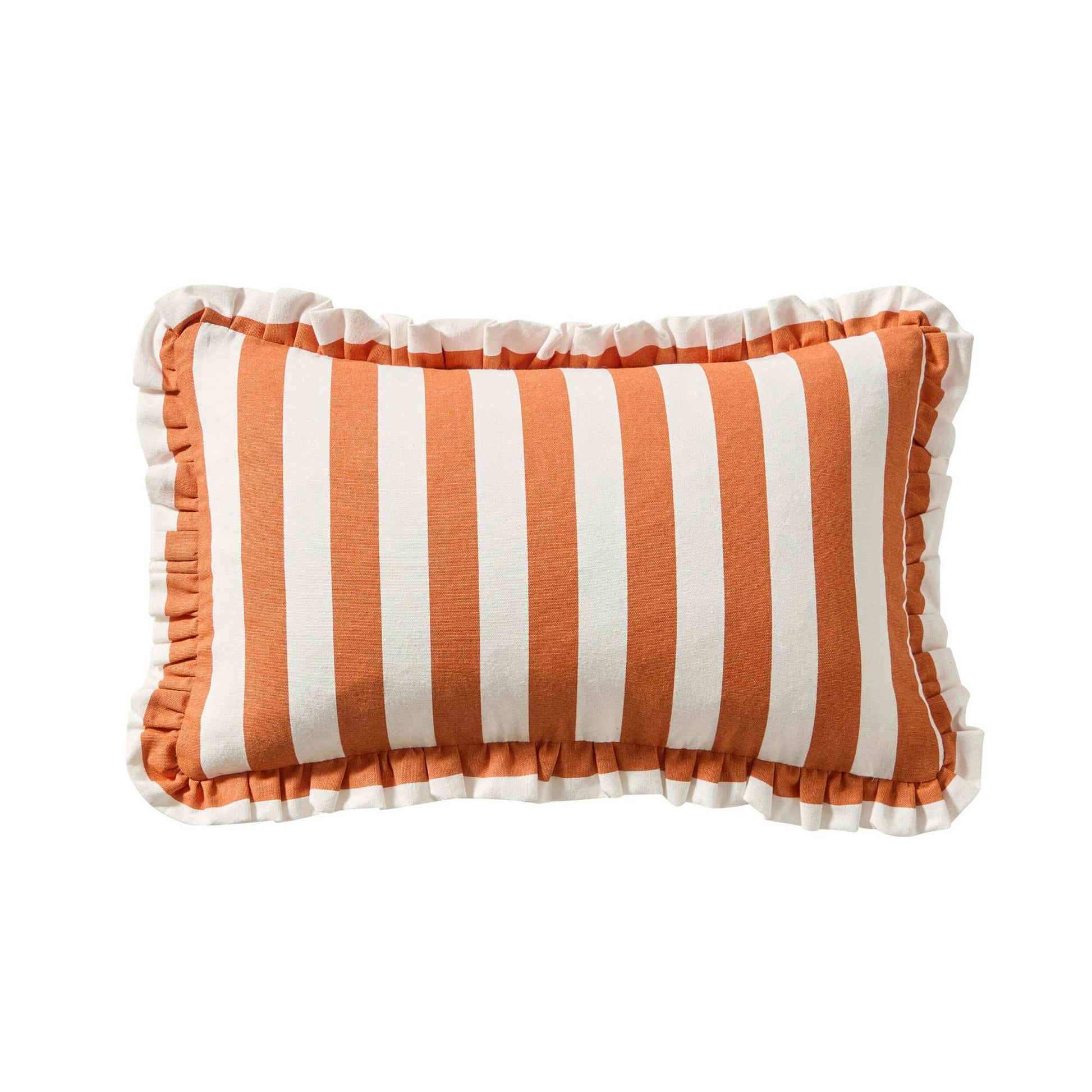 Stripe Frill Edge Cushion Cover - Burnt Orange - DUSK