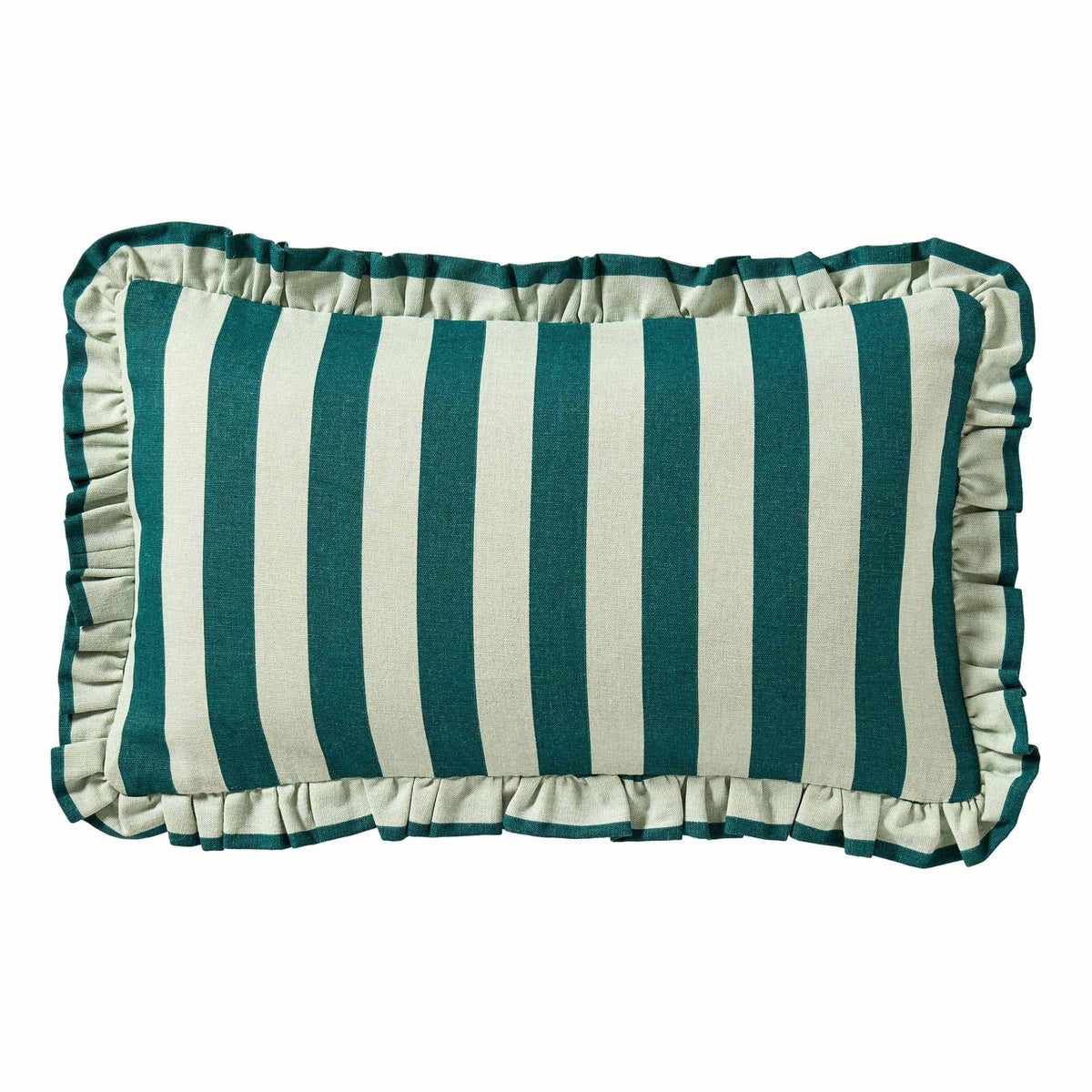 Stripe Frill Edge Cushion Cover - Green - DUSK