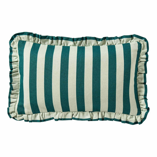 Stripe Frill Edge Cushion Cover - Green - DUSK