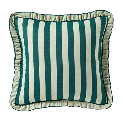 Stripe Frill Edge Cushion Cover - Green - DUSK