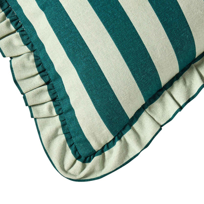 Stripe Frill Edge Cushion Cover - Green - DUSK