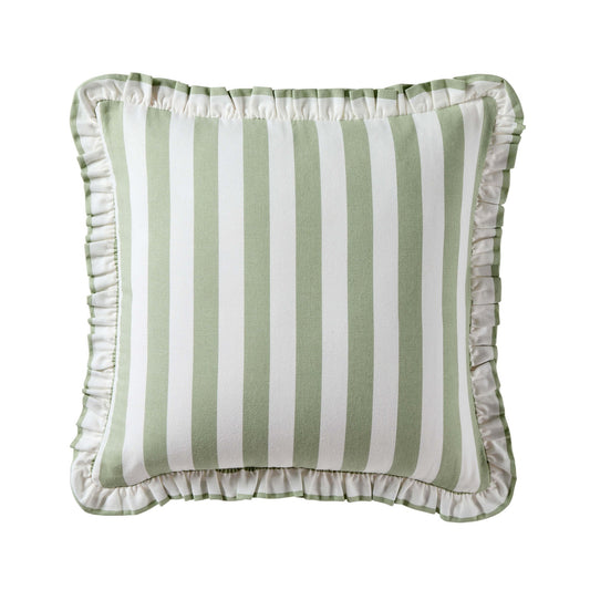 Stripe Frill Edge Cushion Cover - Sage - DUSK