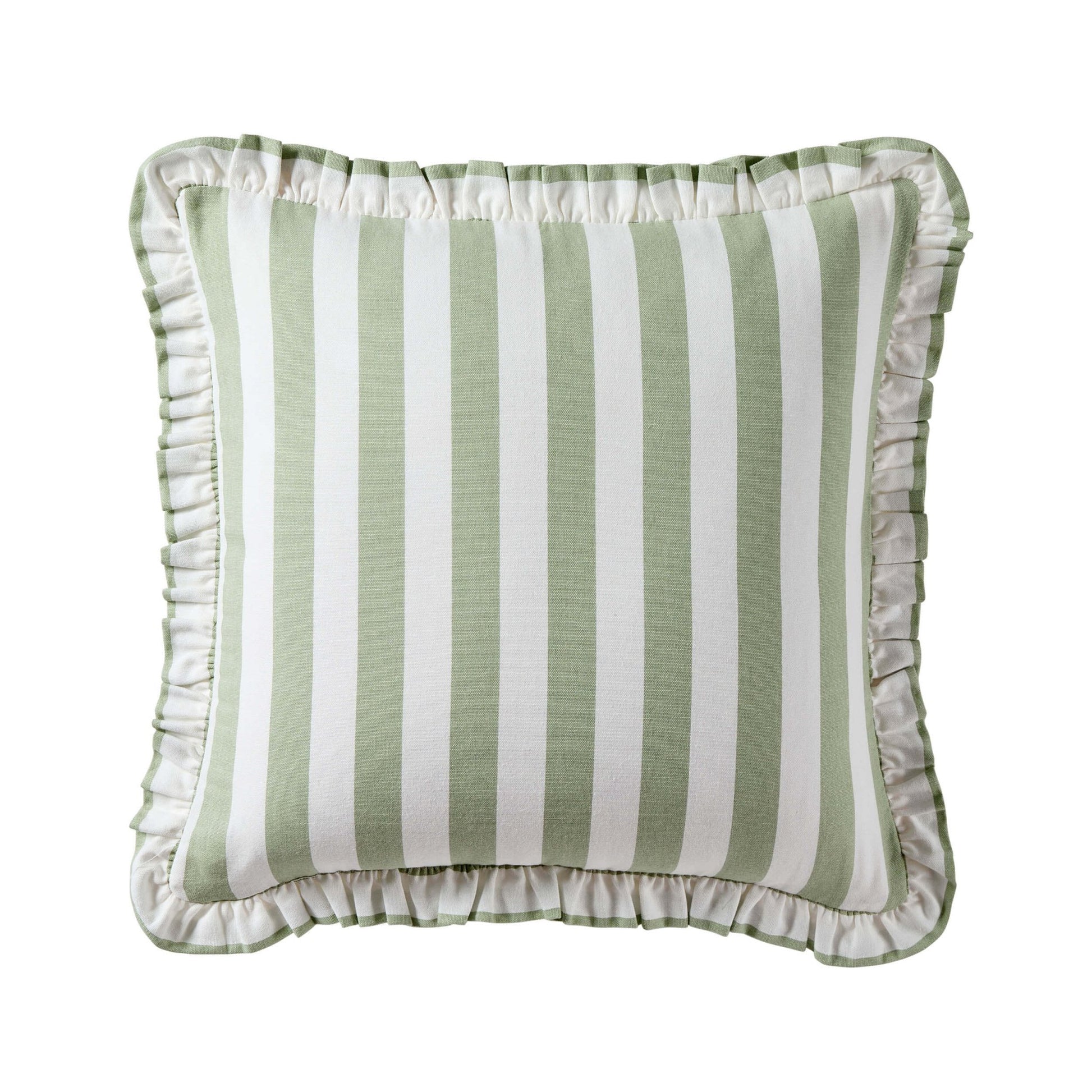 Stripe Frill Edge Cushion Cover - Sage - DUSK