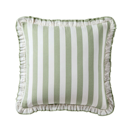 Stripe Frill Edge Cushion Cover - Sage - DUSK