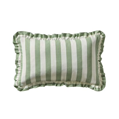 Stripe Frill Edge Cushion Cover - Sage - DUSK