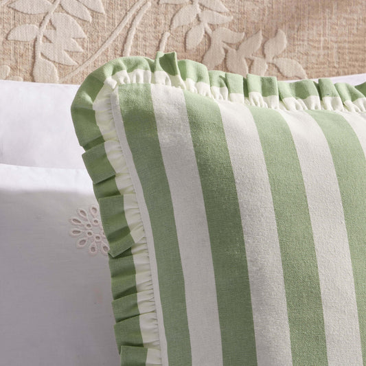 Stripe Frill Edge Cushion Cover - Sage - DUSK