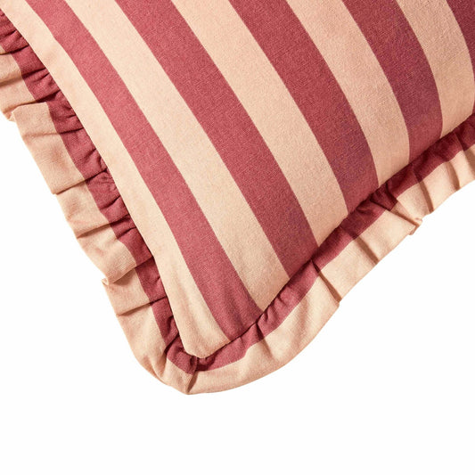 Stripe Frill Edge Sofa Cushion Cover - Pink - DUSK