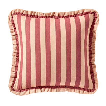 Stripe Frill Edge Sofa Cushion Cover - Pink - DUSK