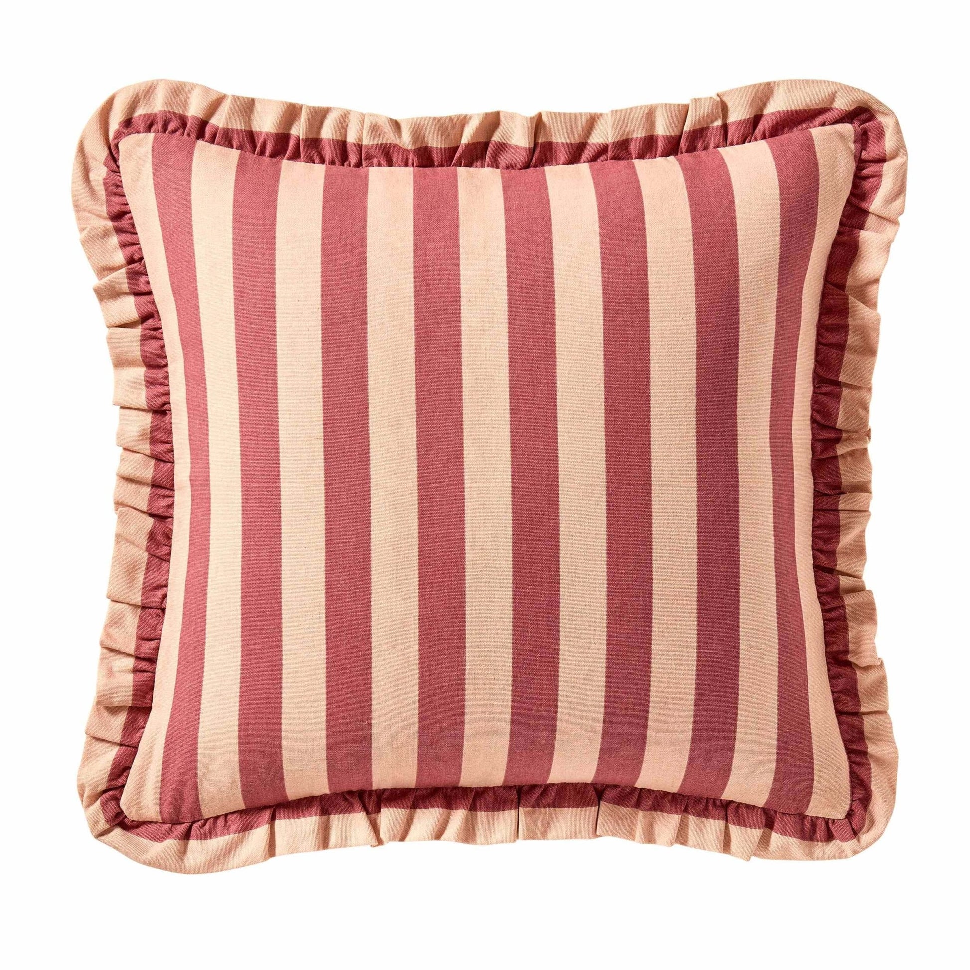 Stripe Frill Edge Sofa Cushion Cover - Pink - DUSK