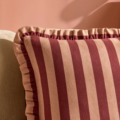 Stripe Frill Edge Sofa Cushion Cover - Pink - DUSK