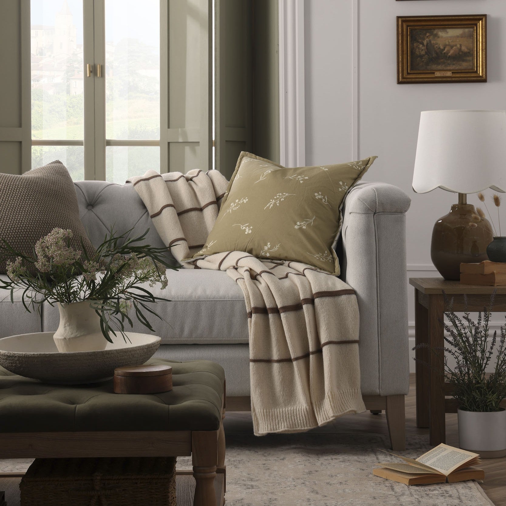 Stripe Knit Sofa Throw - Taupe - DUSK