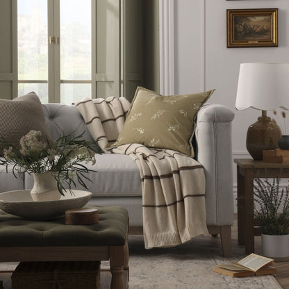 Stripe Knit Sofa Throw - Taupe - DUSK
