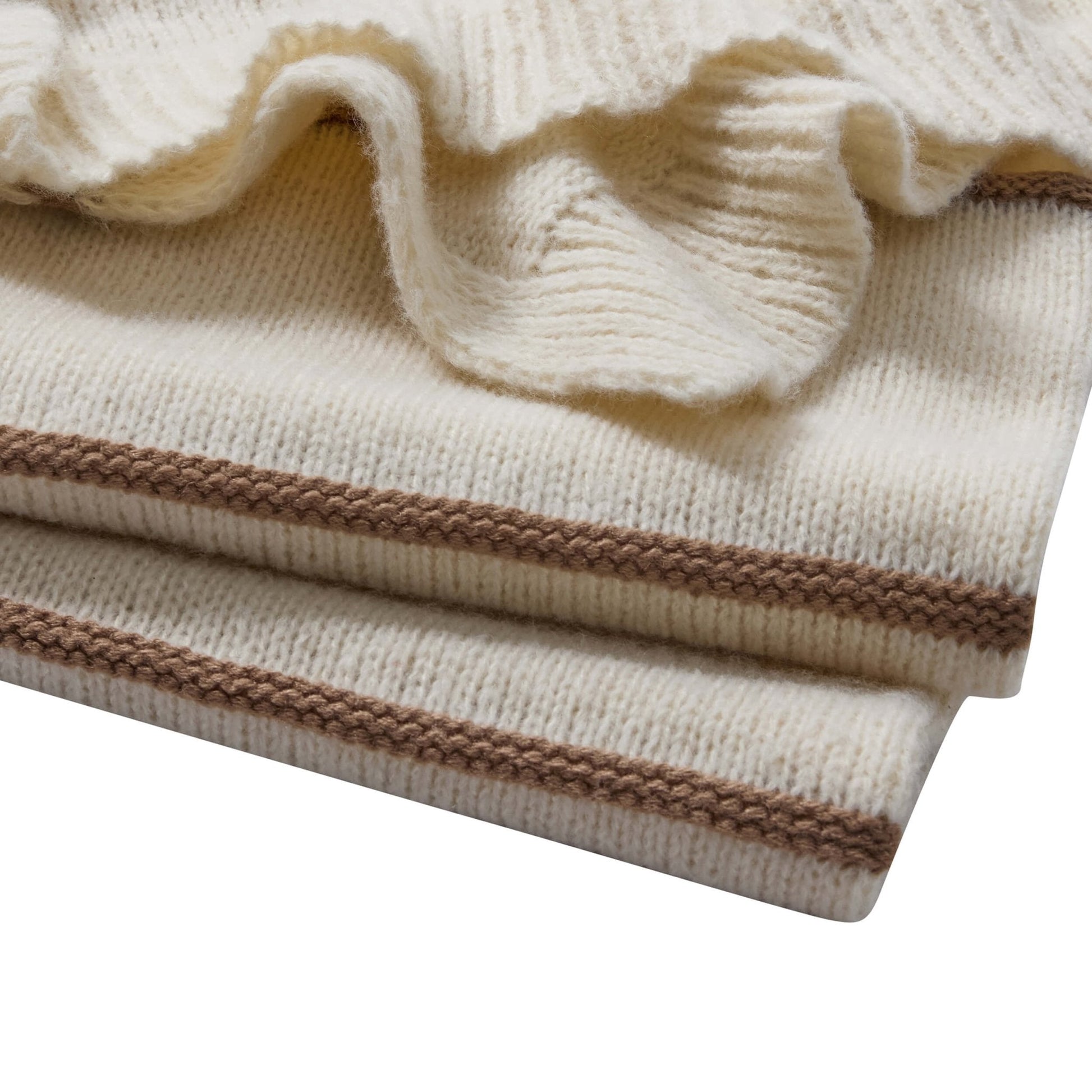 Stripe Knit Sofa Throw - Taupe - DUSK