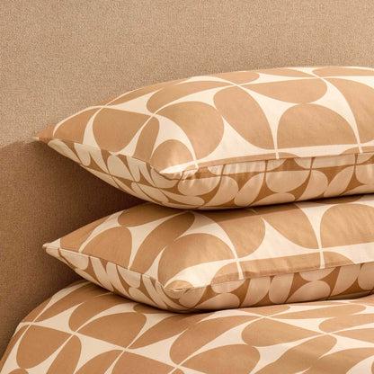 Suki 100% Cotton Geo Print Duvet Cover & Pillowcase Set - Stone - DUSK