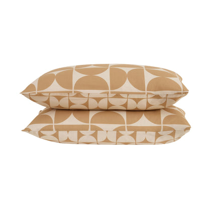 Suki 100% Cotton Geo Print Duvet Cover & Pillowcase Set - Stone - DUSK