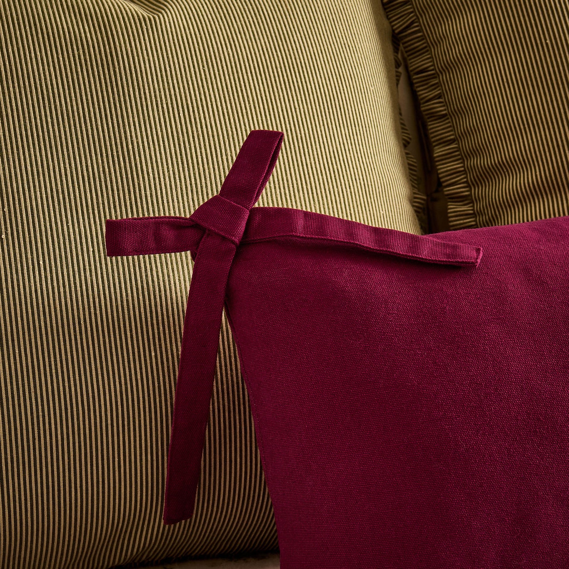 Sunny Bow 100% Cotton Cushion Cover - Deep Raspberry - DUSK