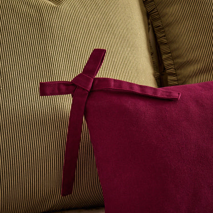 Sunny Bow 100% Cotton Cushion Cover - Deep Raspberry - DUSK