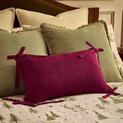 Sunny Bow 100% Cotton Cushion Cover - Deep Raspberry - DUSK