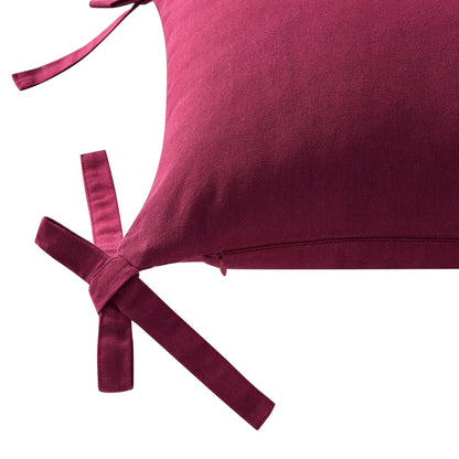 Sunny Bow 100% Cotton Cushion Cover - Deep Raspberry - DUSK