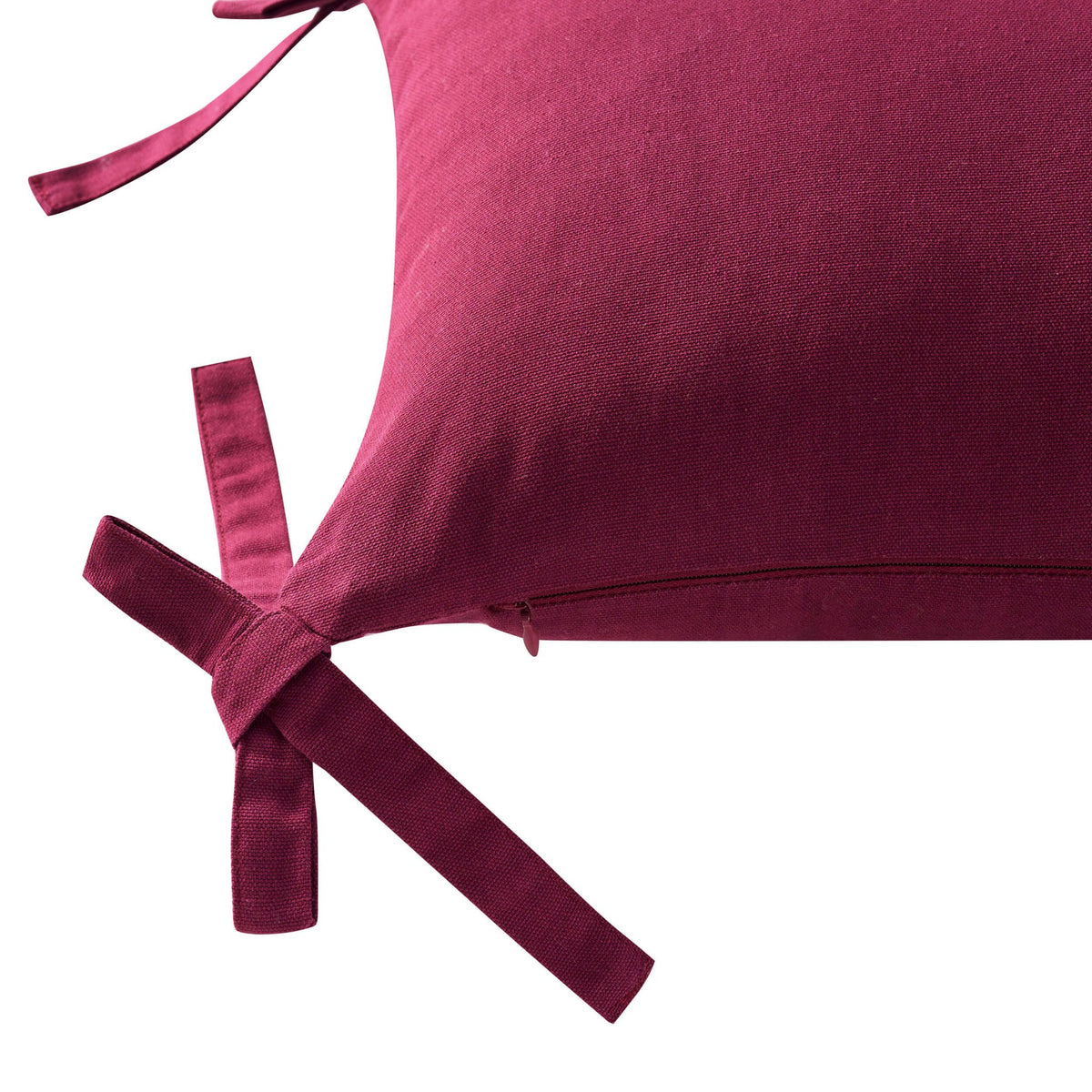 Sunny Bow 100% Cotton Sofa Cushion Cover - Deep Raspberry - DUSK