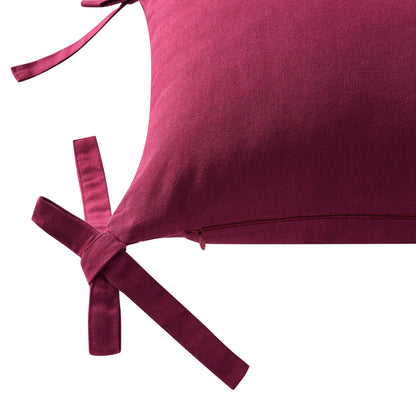 Sunny Bow 100% Cotton Sofa Cushion Cover - Deep Raspberry - DUSK