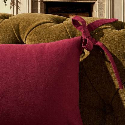 Sunny Bow 100% Cotton Sofa Cushion Cover - Deep Raspberry - DUSK