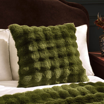 Super Soft Bobble Faux Fur Cushion Cover - Green - DUSK