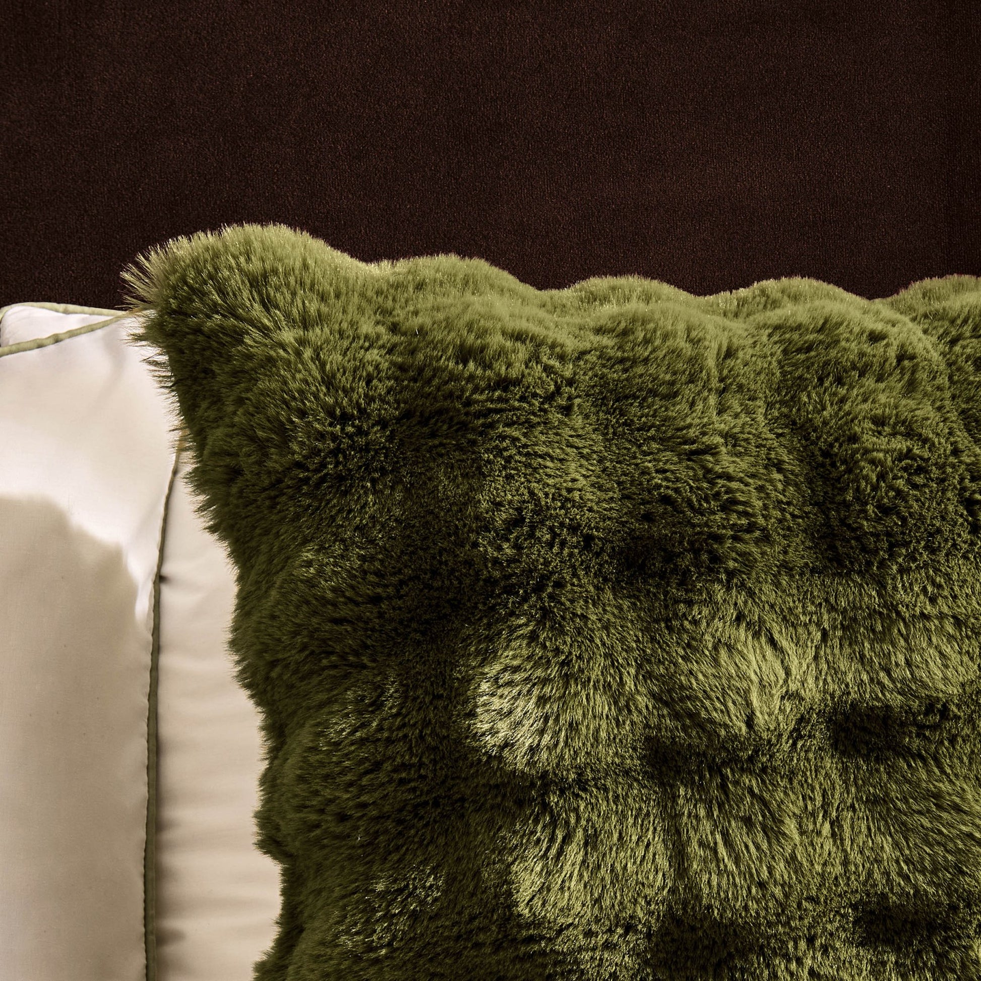 Super Soft Bobble Faux Fur Cushion Cover - Green - DUSK