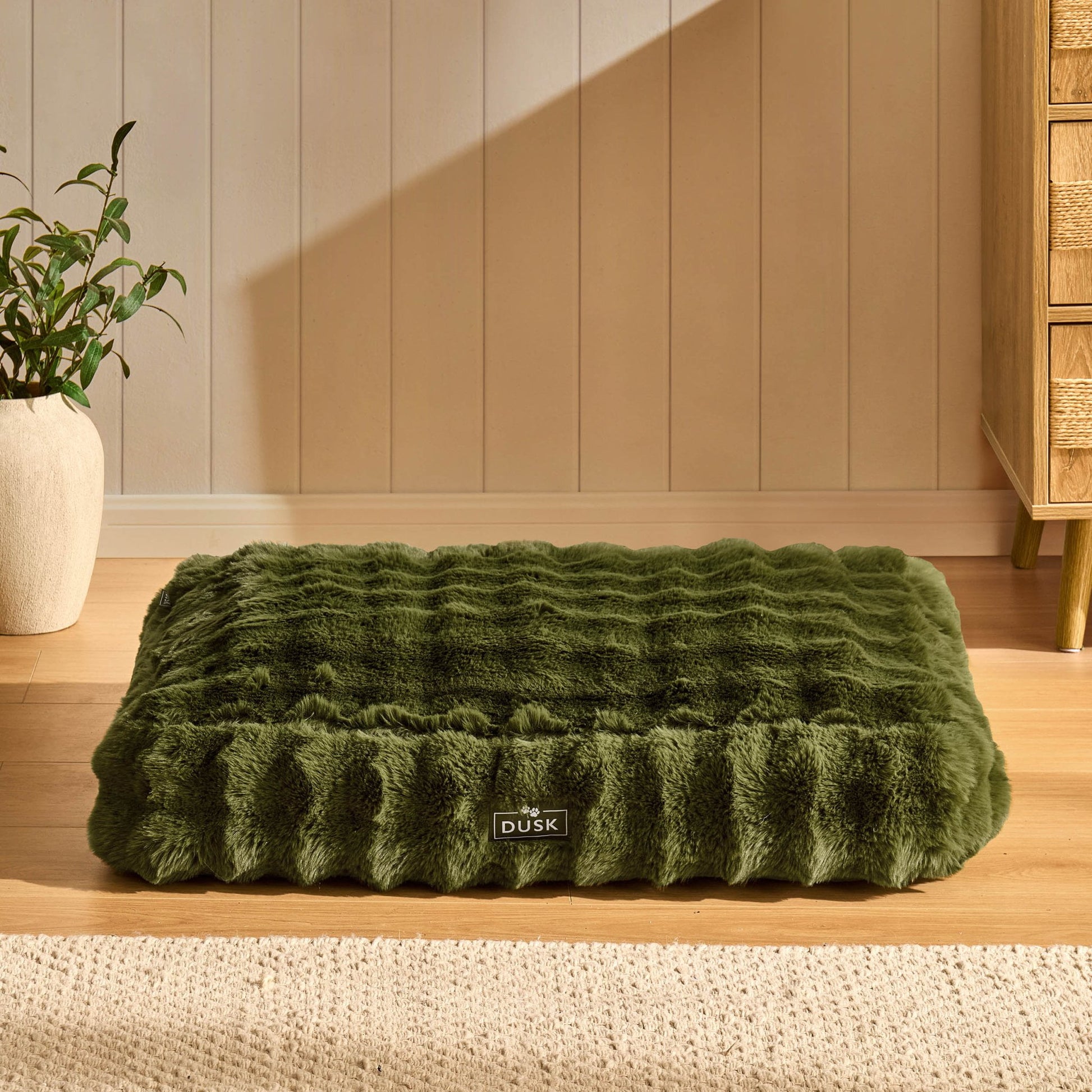 Super Soft Bobble Faux Fur Pillow Dog Bed - Forest Green - DUSK