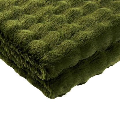Super Soft Bobble Faux Fur Sofa Throw - Green - DUSK